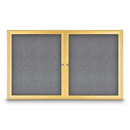 United Visual Products Sliding Door Indoor Enclosed Corkboard, 9 UV9030ACS-WHITE-PUMICE